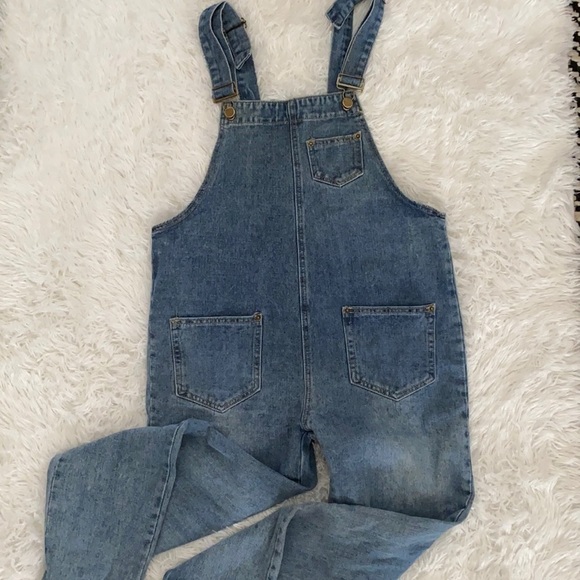 Frontwards backwards medium wash denim overalls - Picture 2 of 8